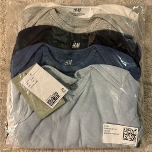 H&M Toddler Bodysuit Cotton Shirt Pack - Gray, Blue, Navy